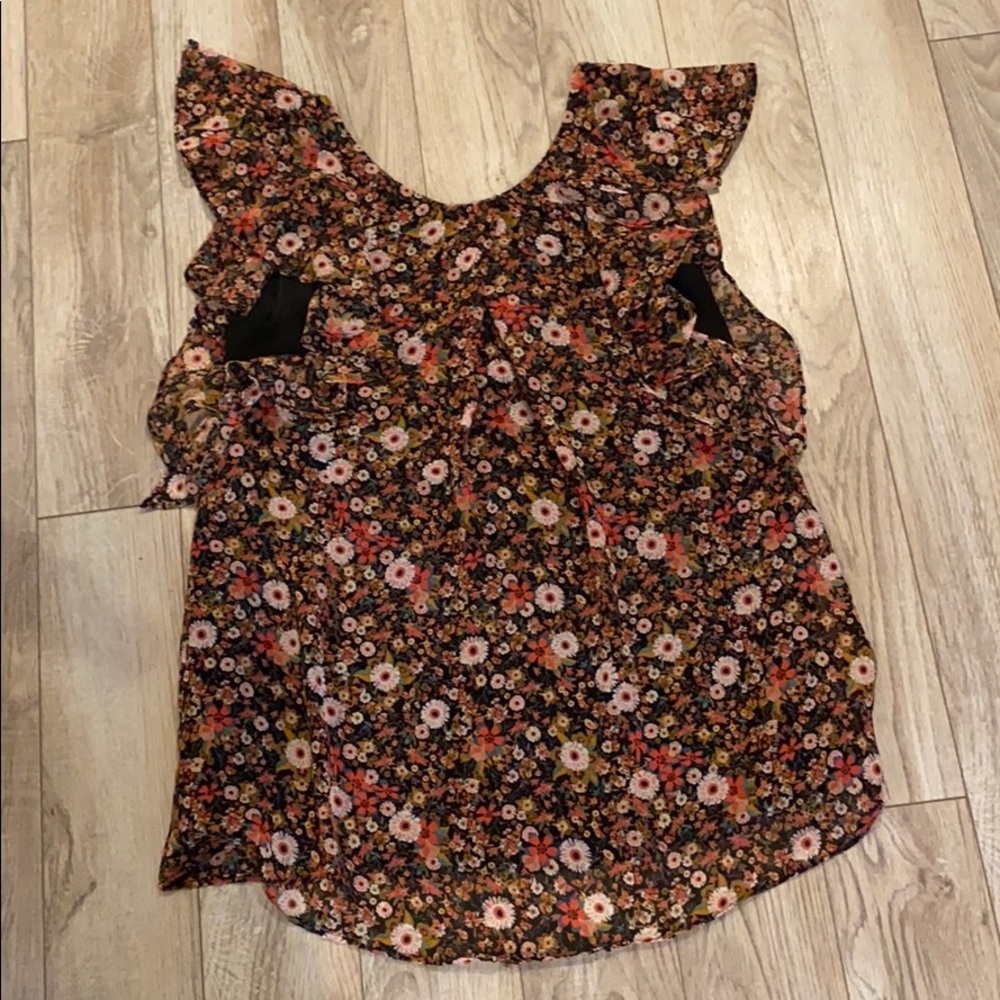 BCBG Floral Ruffle Top